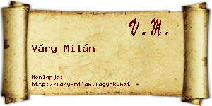 Váry Milán névjegykártya